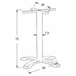 Centrālā galda kāja h-720mm krustveida pamatne 61x61cm