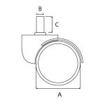 Gumijotais ritenis 11mm diametrs / 22mm metāla stiprinājums- 5cm